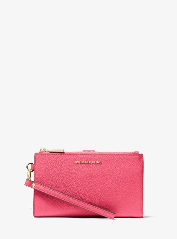 Damske Penazenky Michael Kors Adele Pebbled Leather Smartphone Červené - Doplnky Michael Kors Levně | QFGMS-6912